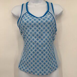 Nike Women’s Racerback Athletic Tank Built In Bra Blue Geometric Print S